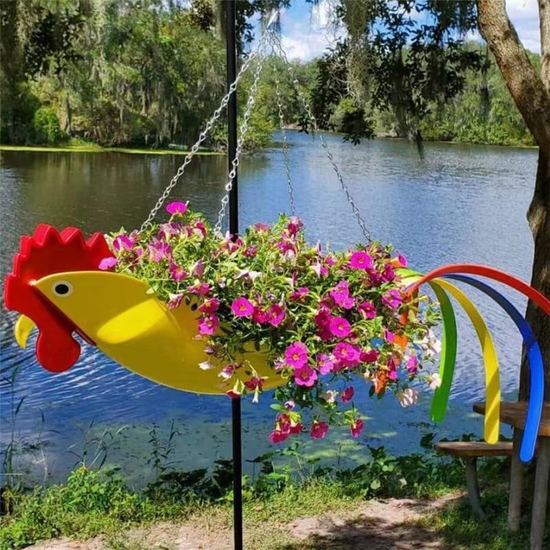 🔥Handmade Bright Colorful Bird Hanging Planter Yard Decor