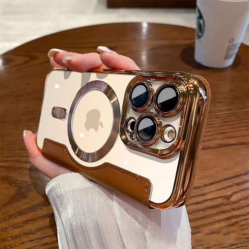 Transparent Electroplated Magnetic Leather Flip Case