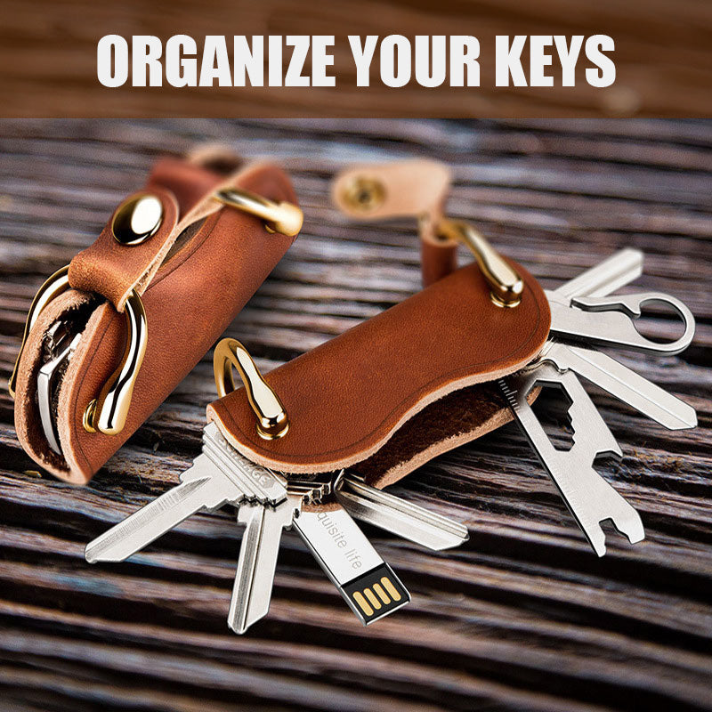 Top-grain cowhide leather keychain