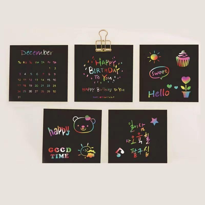 DIY Rainbow Magic Scratch Paper Art Set (100 sheets)