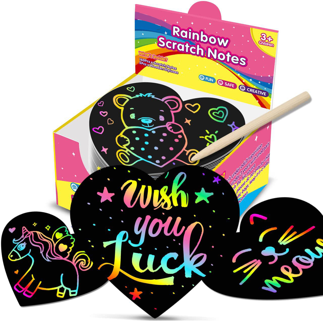 DIY Rainbow Magic Scratch Paper Art Set (100 sheets)