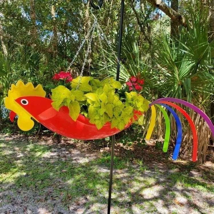 🔥Handmade Bright Colorful Bird Hanging Planter Yard Decor