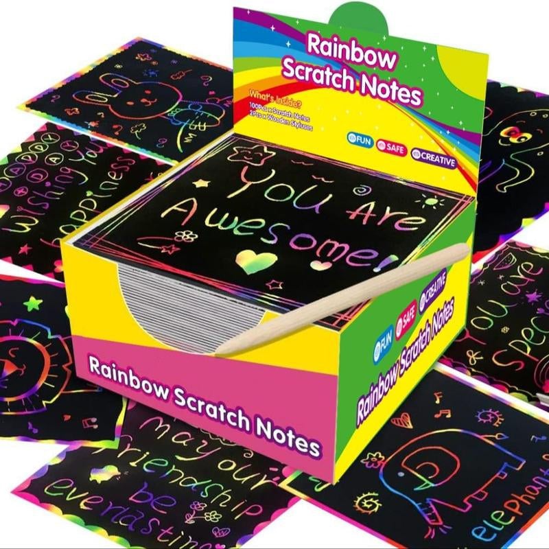 DIY Rainbow Magic Scratch Paper Art Set (100 sheets)