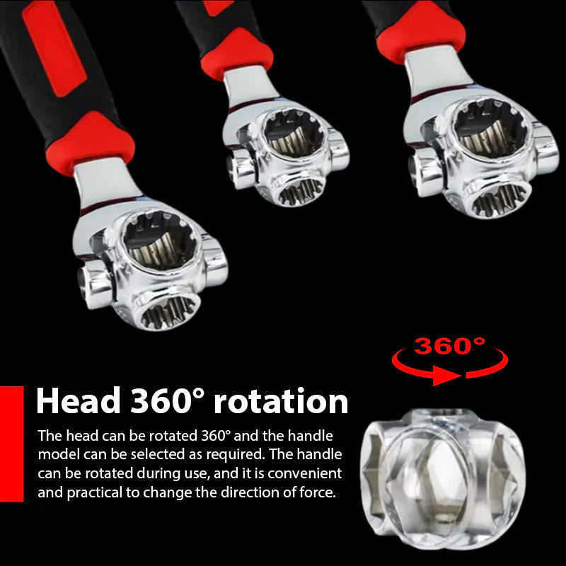 52in1 Universal 360° Rotating Head Rubber Grip Socket Wrench