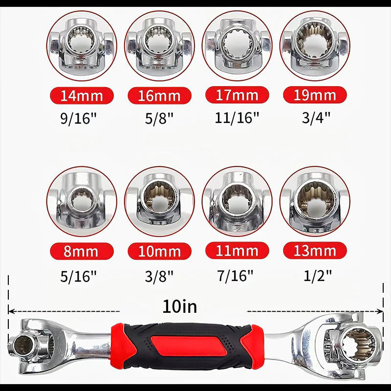 52in1 Universal 360° Rotating Head Rubber Grip Socket Wrench